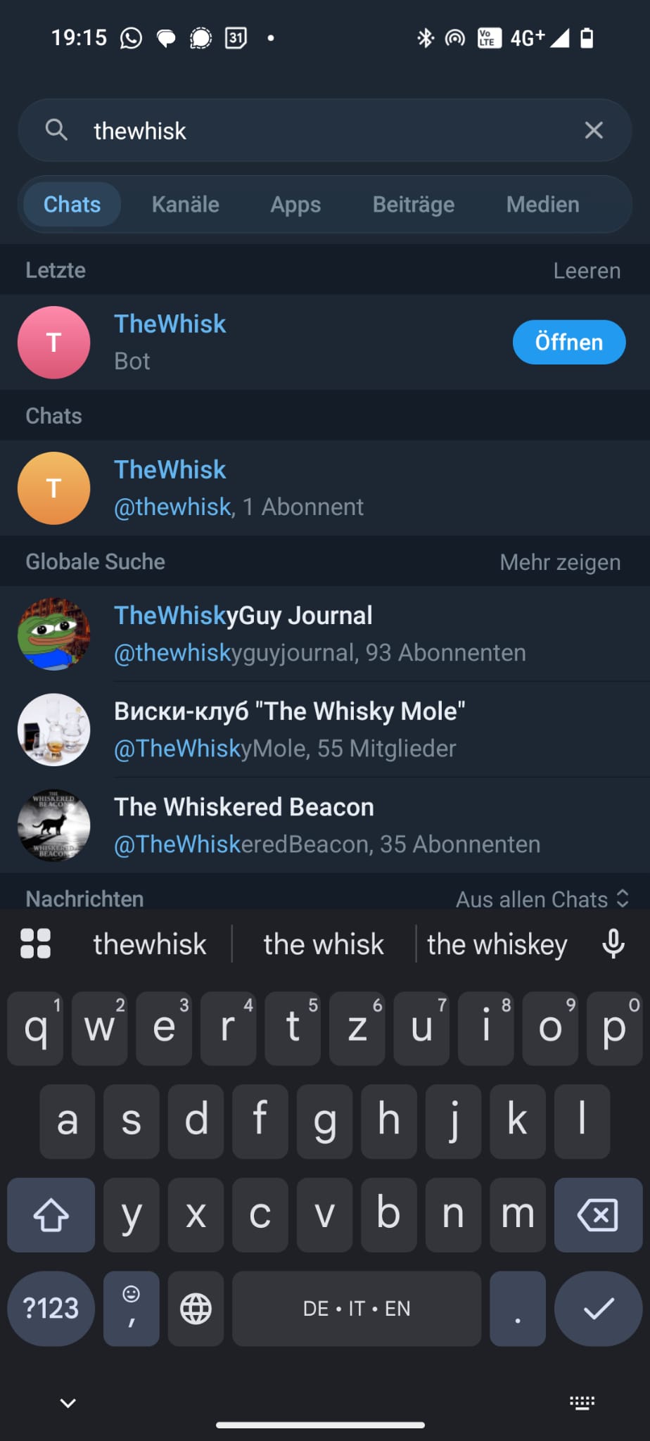 Telegram-Suche nach thewhisk